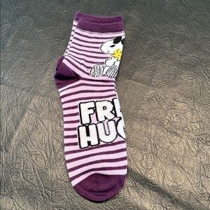 Snoopy & Woodstock Socks, Purple, Black, White & Yellow, NEW